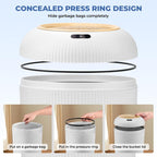 Pukomc Smart Sensor Trash Can, with lid, waterproof and touchless design.